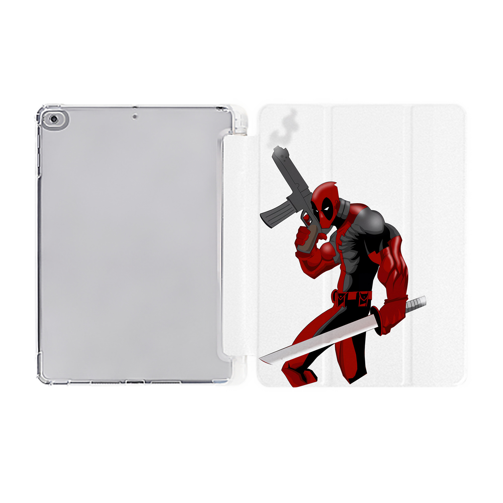 （画像用） Deadpool デッドプール IPad ケース ペン収納付き 三つ折りスタンド PUレザー×シリコン 対応機種9.5/10.5/10.9インチ